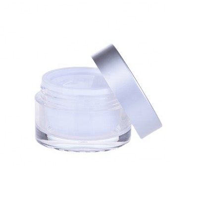 Cosmetic Acrylic Jar Luxury Silver coating Inside PP Jar with Silver Lid